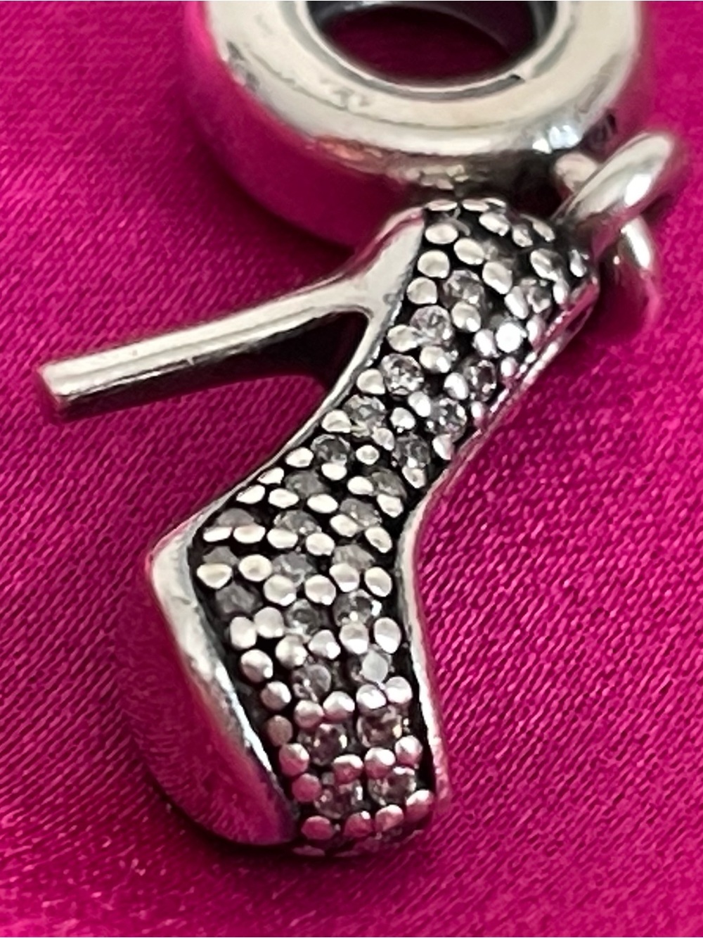 Authentic Pandora Pavé Stiletto Shoe Charm Sterling Silver - Retired Style - Picture 5 of 7